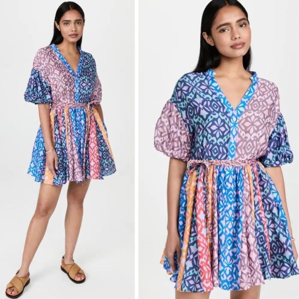 XiRENA Blue and Pink Patterned Mini Dress